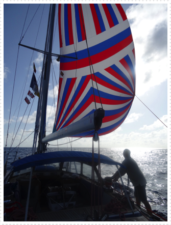 Running the colored sail on our way to Cape Verdes Running the colored sail on our way to Cape Verdes